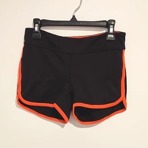 Live Love Dream Black athletic shorts pink coral trim Small Petite